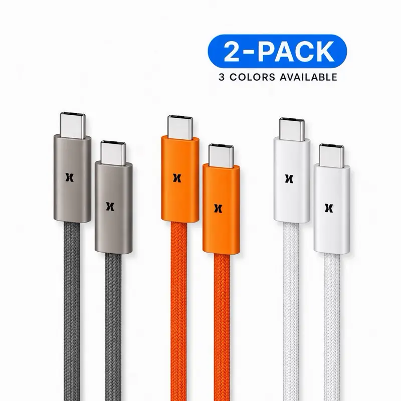 2-Pack USB-C to USB-C Cable, 6.5FT 60W PD Fast Charging Premium Nylon Braided Cord for iPhone 18/17/16/15, Pro & Pro Max, Samsung Galaxy and More USB-C Devices