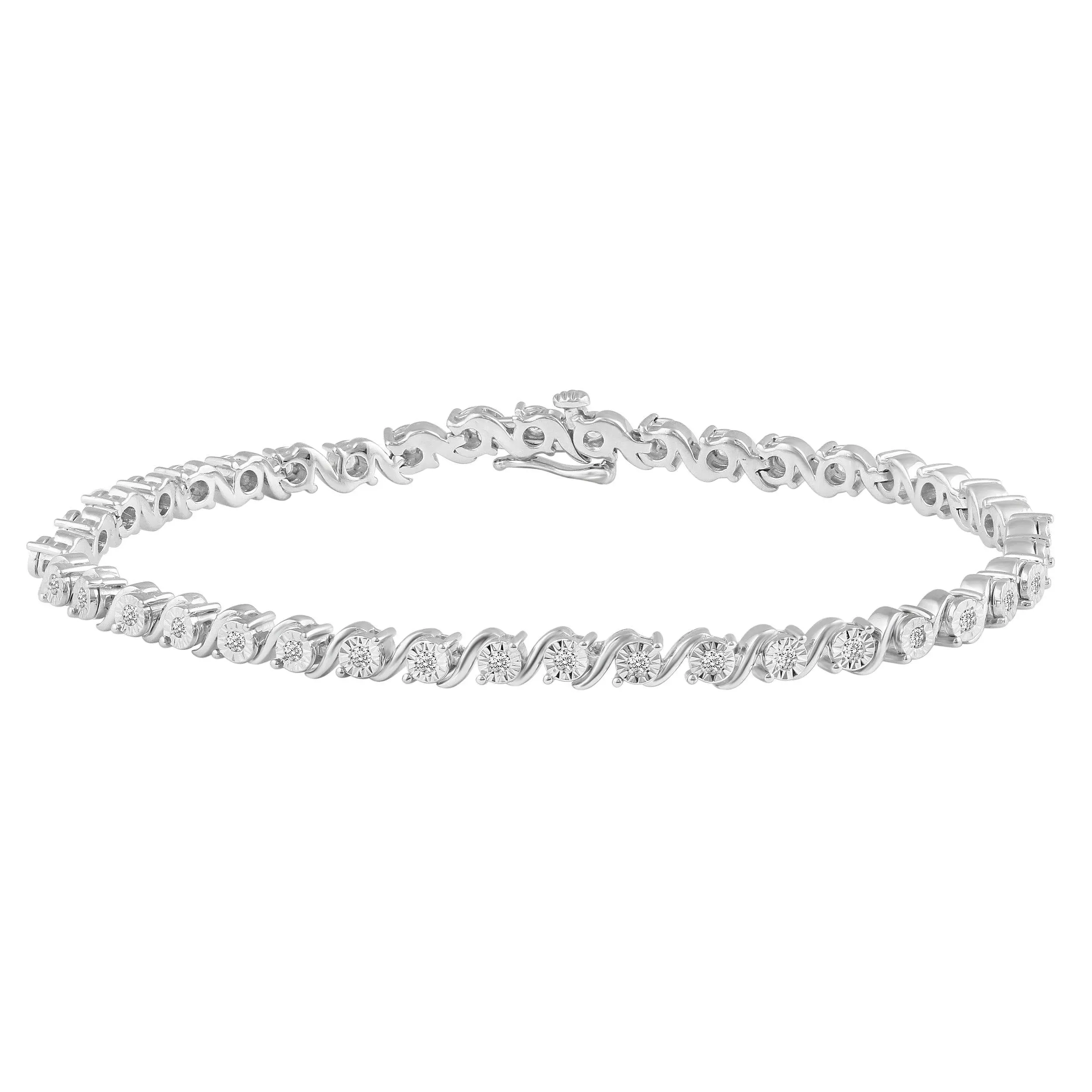 1/3ct tw Diamond Infinity Wave Tennis Bracelet in Sterling Silver