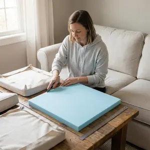 1PC/PCS 22 inches × 22 inches × 1.6inches high-density foam filler, square-cut, used for making sofa chair cushions, filling materials, and packaging for transportation, suitable for DIY cosplay projects blue