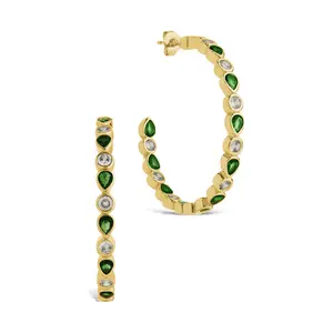 Bezel Set Mixed CZ Hoops