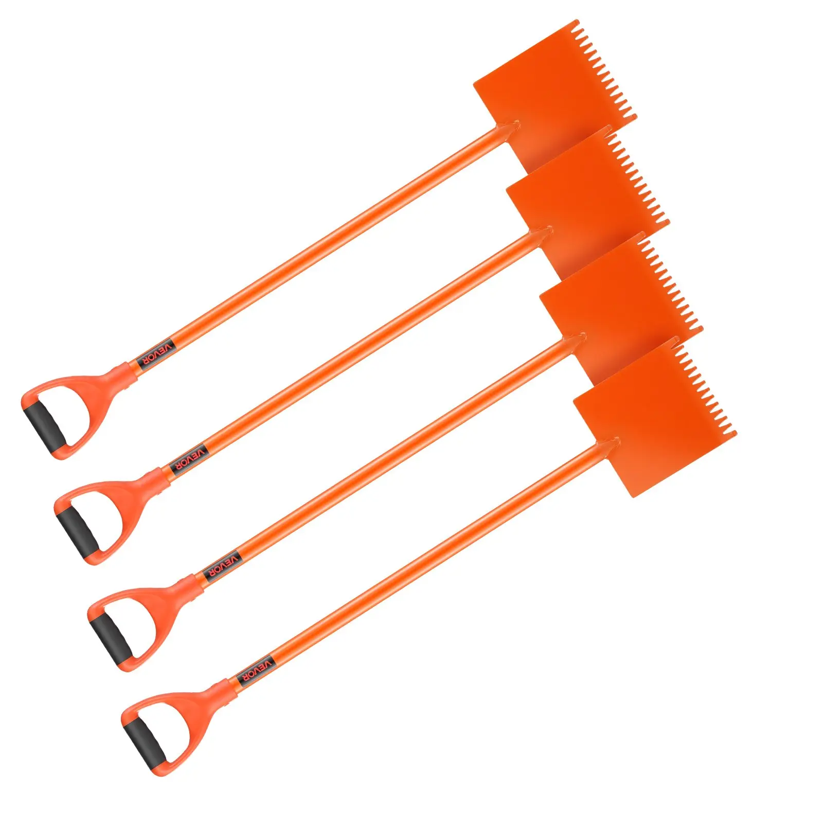 【DealsForYouDays】VEVOR 4-Pack D-Grip Handle Shingle Roof Ripper, 45# Steel Durable Metal Shovel, 46.1x8x4.33in Comfortable Grip Spray-Coated Serrated Nail Pry Tool, Commercial Use, Orange 4-Pieces Kit (Father's Day Gift Option)