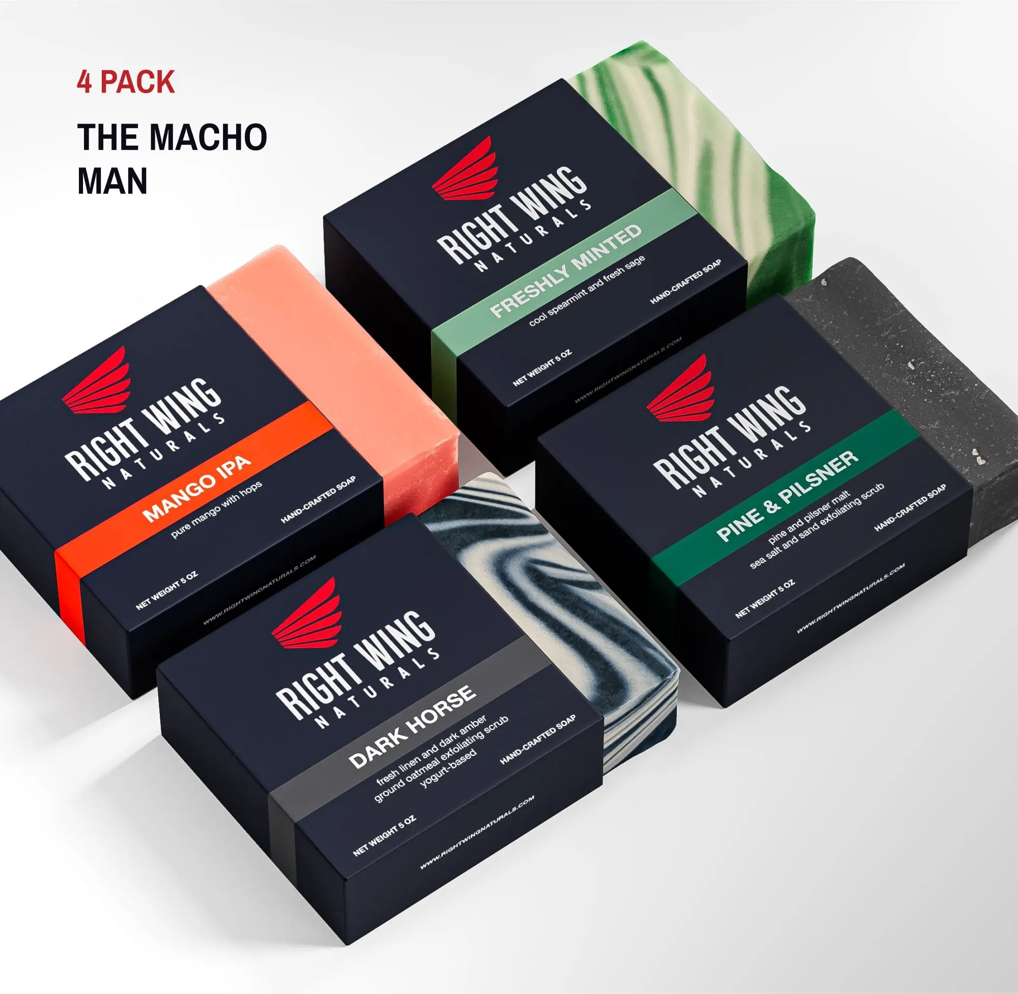 Right Wing Naturals – Founding Fathers 4-Pack Handcrafted Soap Collection (5oz Bars) – Choose from The Macho Man, The Gentleman, The Classic Man, or The Outdoorsman – American-Made, Natural Ingredients