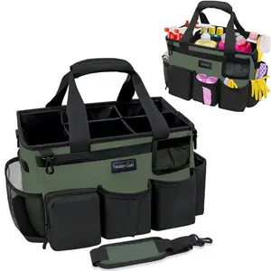 Dark Green Wearable Cleaning Bag with Handle and Shoulder Strap for Housekeeper Sink and Car Cleaning Tool Organizer Housekeeping Home Organization