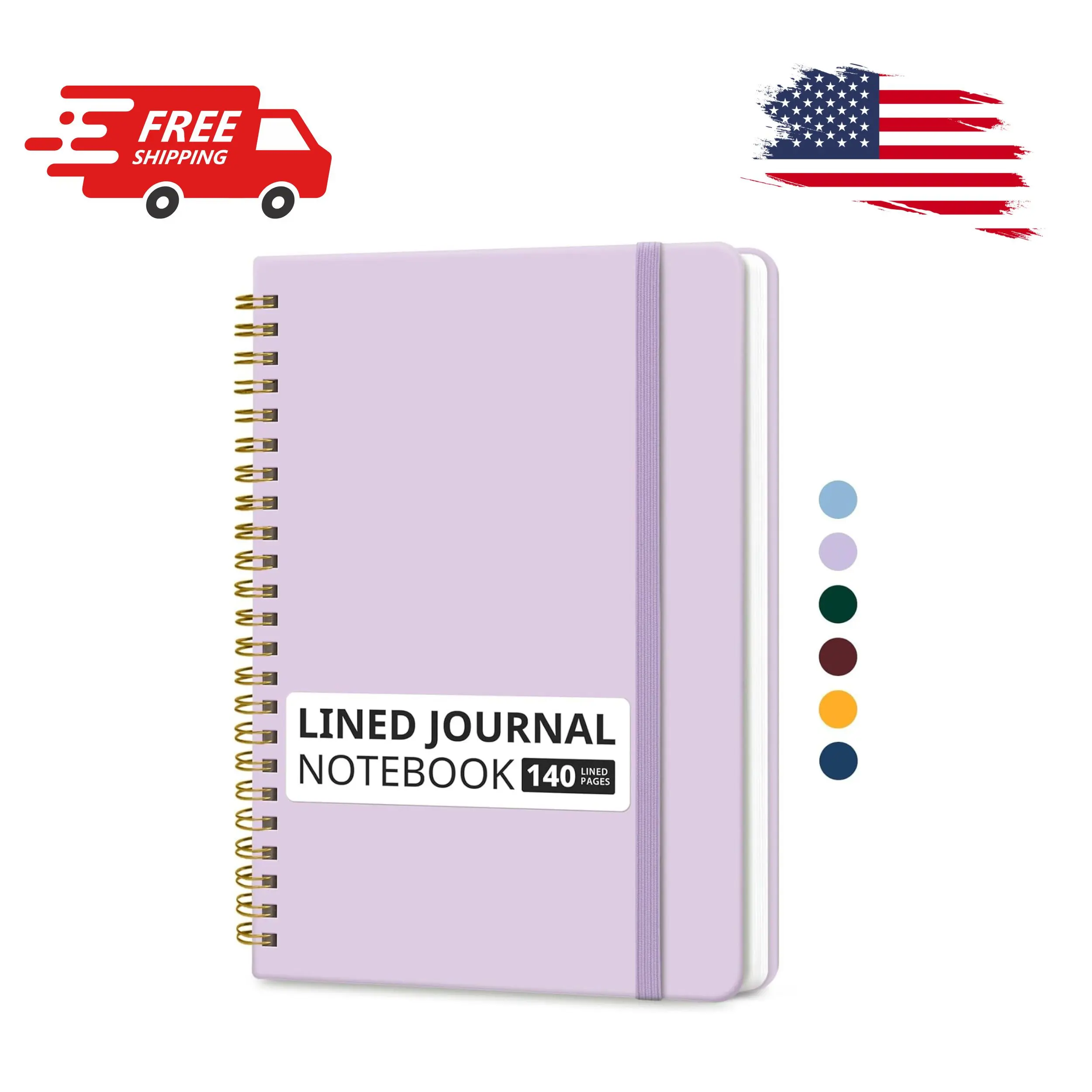 Lined Spiral Journal Notebook for Women & Men, 140 Pages (5.7" x 7.9") – Purple