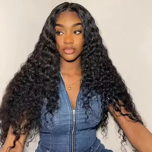 [250% Density] Megalook Water Wave Glueless Transparent Lace Front Wigs Pre-everything Put on Go Wig for Women Black Natural Hairline Beginner Friendly