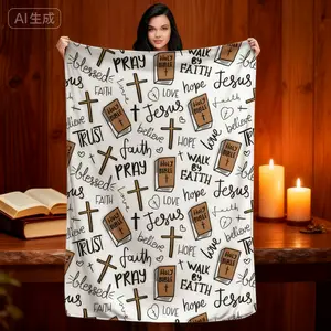 Super Soft Christian Bible Jesus Throw Blanket Premium Fleece Lightweight Christianity Scripture Bed Blanket Cozy Warm Blankets