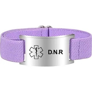 Adjustable Medical Alert ID Bracelet Wristband for Women Men Ideal for Diabetic D.N.R Pacemaker Epilepsy