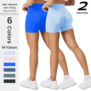 Peach Lift High-Stretch Seamless Workout Shorts – Buttery Soft, High-Waisted, Tummy Control Yoga Shorts for Training, Cycling, Running, or Lounge women outfit gym fashion fit lifting  outfit evelyn  ortiz  workout  blue  shorts