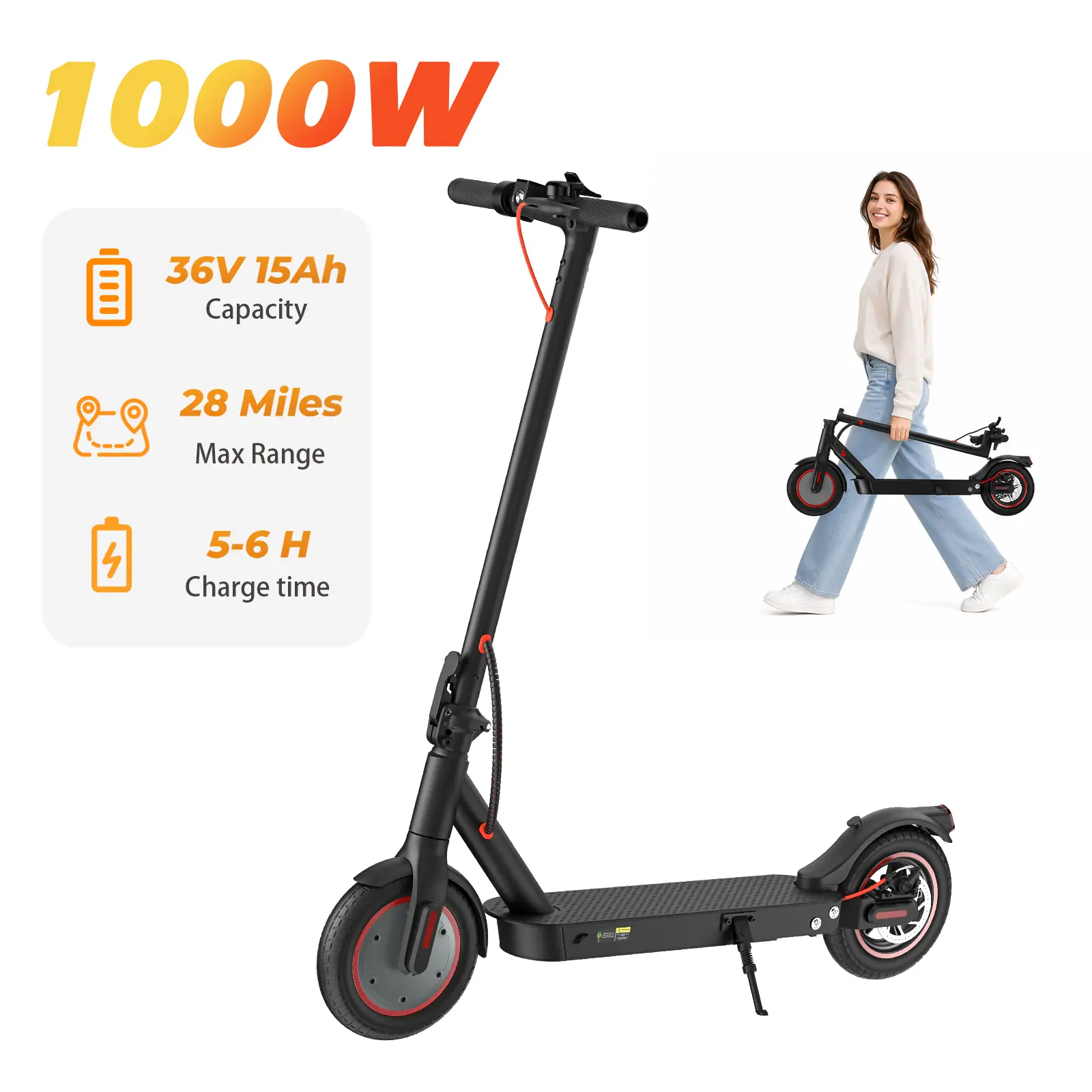 Electric Scooters - Electric Scooter Adults, 1200W/1000W Motor, 28/18/12/6 MPH Top Speed, 10''Tires, 28Miles, APP Control E Scooter for Teens