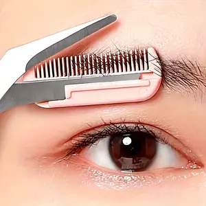 2/4pcs Eyebrow Trimming Scissors With Built-In Comb, Precision Grooming Tool For Perfect Brows (Green, Pink, Black, White) Makeup Cosmetic
