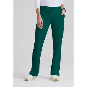 Grey's Anatomy by Barco Classic- Women's Mia 6-Pocket Mid-Rise Straight Leg Scrub Pant Medium Hunter Green.
