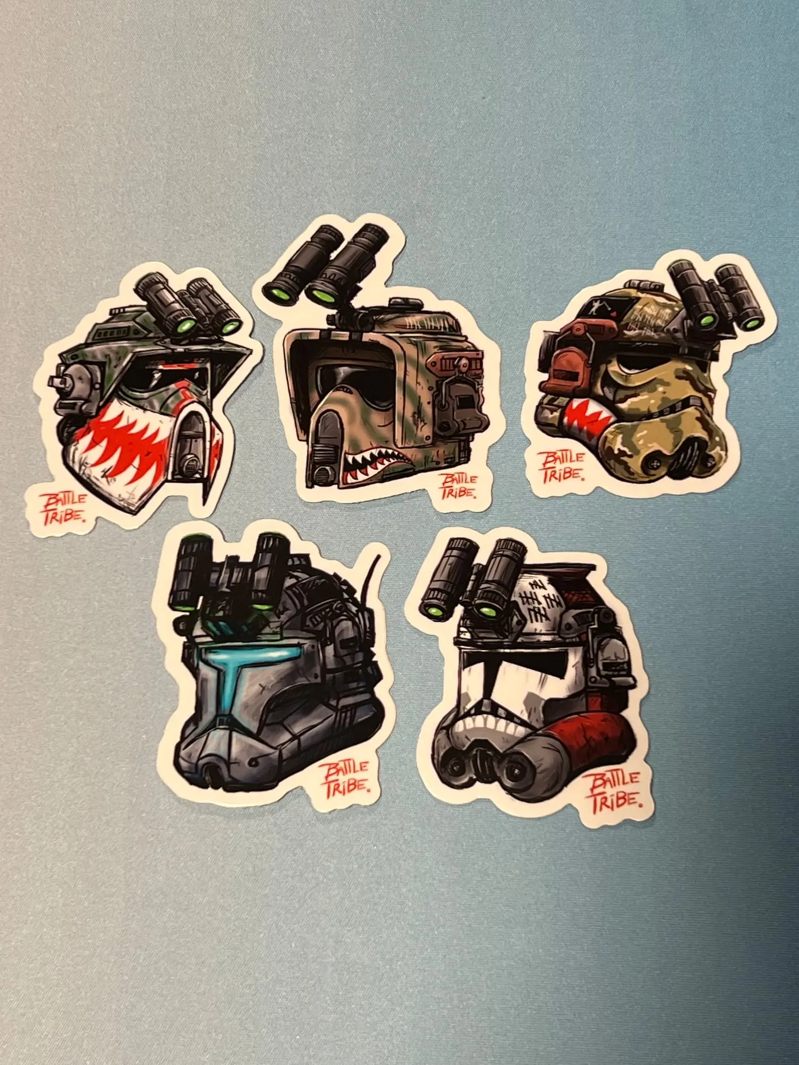 Pack 5 Stickers Combat Tribe Mini Trooper Helmet, Hard Hat Sticker, Bue Collar Sticker, Construction Sticker, Hard hat stickers, lunchbox sticker, Journeyman sticker, 409 carpenters, working class, carpenters stickers, union stickers