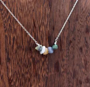 Handmade GEMINI Custom Crystal Chip Necklace | Healing Crystal Astrology/Zodiac Necklace | Silver and Gold Chain Dainty Gemstone Jewelry | Birthday and Anniversary