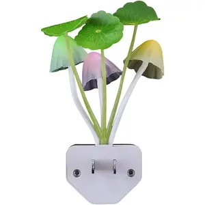Silicone Color-Changing Sensor LED Night Light, Blue Mushroom Plug-In Lamp for Kids Room, Nursery, Entryway