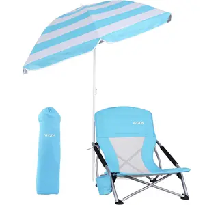 Beach Chair: Foldable Camping Seat with SPF 50+ Umbrella, Armrests, and Cup Holder, Lightweight and Portable for Outdoor Adventures, Beach Trips, and Picnics