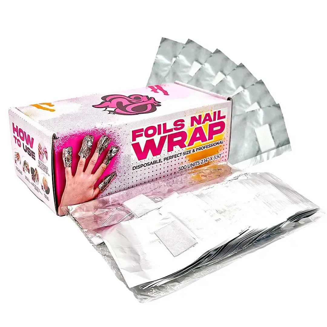 500 pcs Nail Foil Wraps Aluminum UV Acrylic Gel nail polish remover + Pre adhered lint free pad - Nail polish Nail Care Powder Nail Art Manicure