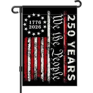 【Memorial Day】250th Anniversary Garden Flag, 250 Anniversary USA Flag American We the People 250 Years Patriotic Banner 1776-2026 Commemorative 4th of July Yard Sign Double-Sided Waterproof Garden Flag 12x18 Inch