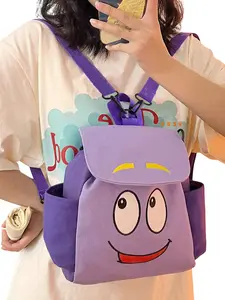 Women's Cute Cartoon Canvas Backpack, Adjustable Strap Crossbody Bag, Travel Casual Phone Wallet, Birthday Gift Idea, Multifunction Backpack