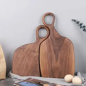 2-Piece Wooden Cutting Board Set, Durable Chopping Board, Rosewood Chopping Block with Handle & Hanging Hole, Food Grade Material, Multi-Functional Kitchenware Tool for Cooking