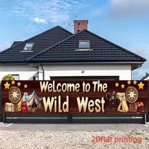 Western Party Decorations, Cowboy Birthday Banner, Indoor Outdoor Festival Decoration, Photo Wall Party Supplies, 2D Printed Design