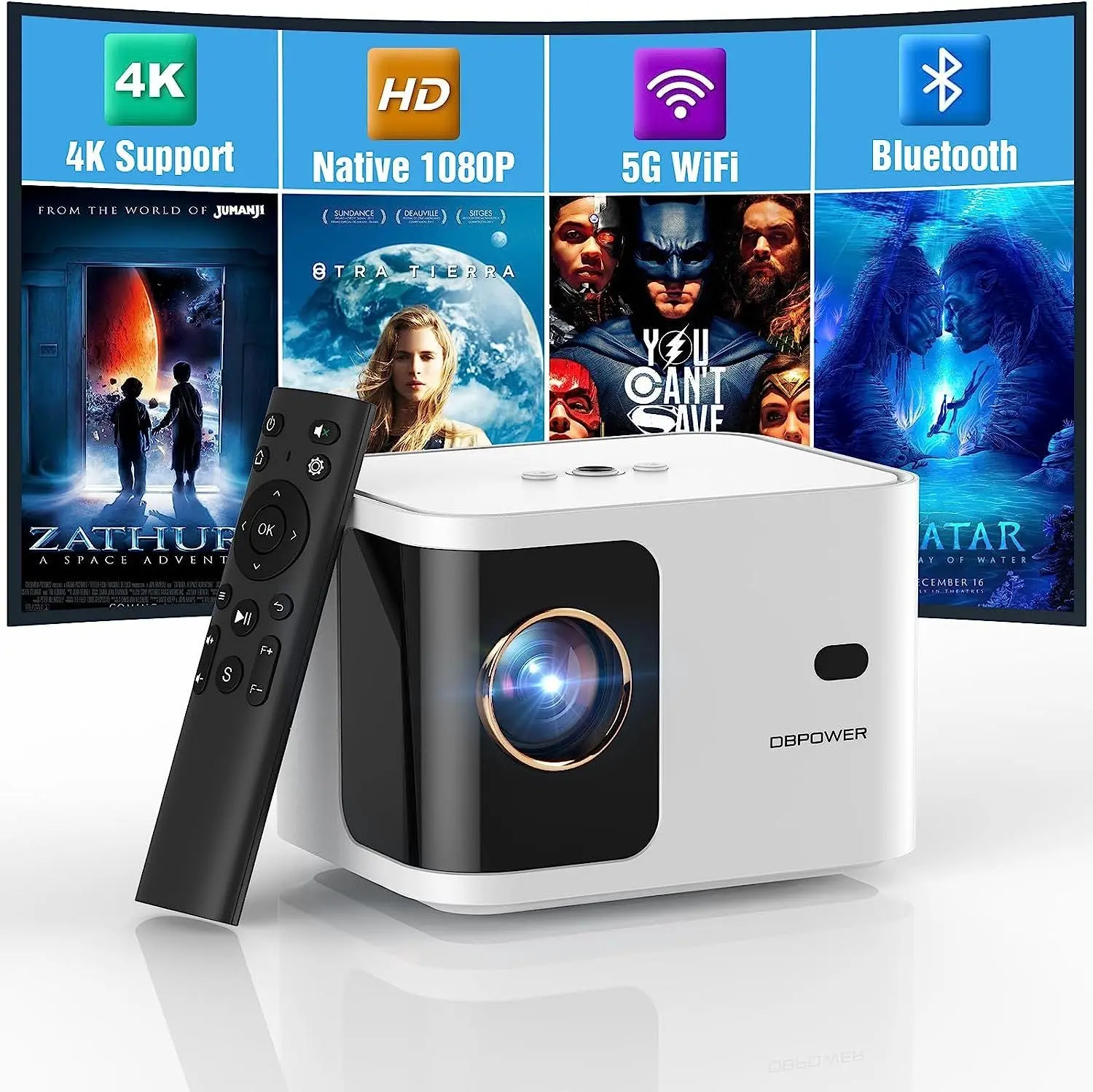 Compact HD Mini Projector 1080P with Keystone Correction for Home Theater and Gaming