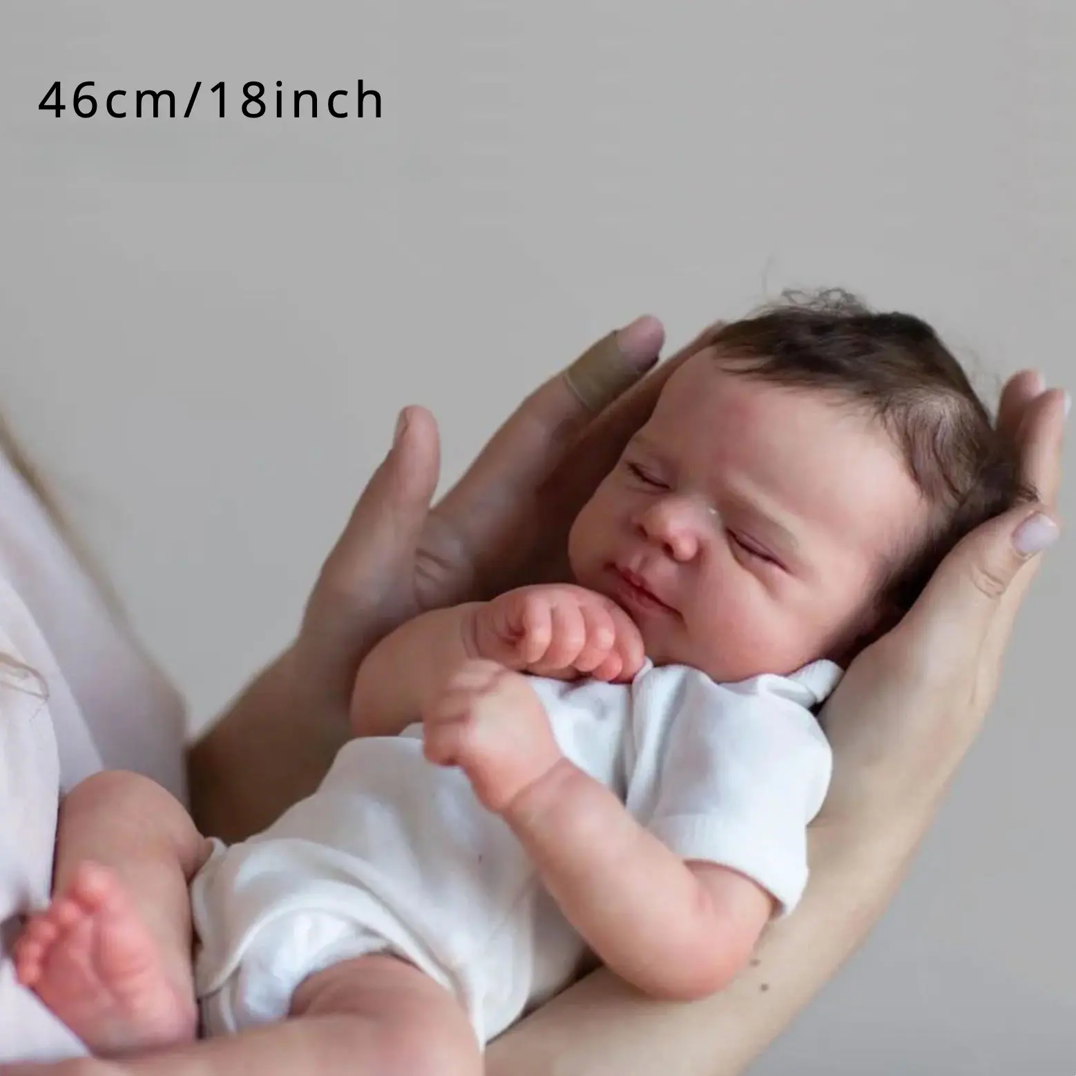 46cm Soft Touch Silicone Asleep Art Reborn Baby Doll - 3D-Painted Skin, Hand-Painted Details, Visible Veins, Realistic Look Life Size Soft Newborn Baby Dolls for Girls (Silicone Newborn Girl Toy), Life Size Soft Dolls