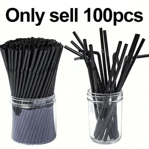 100-Pack Plastic Straws, Beverage Straws, Coffee Stirrers, Drink Accessories, Ideal for Smoothies, Milk Tea, Ice Coffee, Parties, Gifts