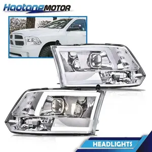 CROSSDESIGN Clear LED DRL Projector Headlights Lamps Fit For 09-12 Dodge Ram 1500 2500 3500 Only Tube Projector Headlights Left+Right