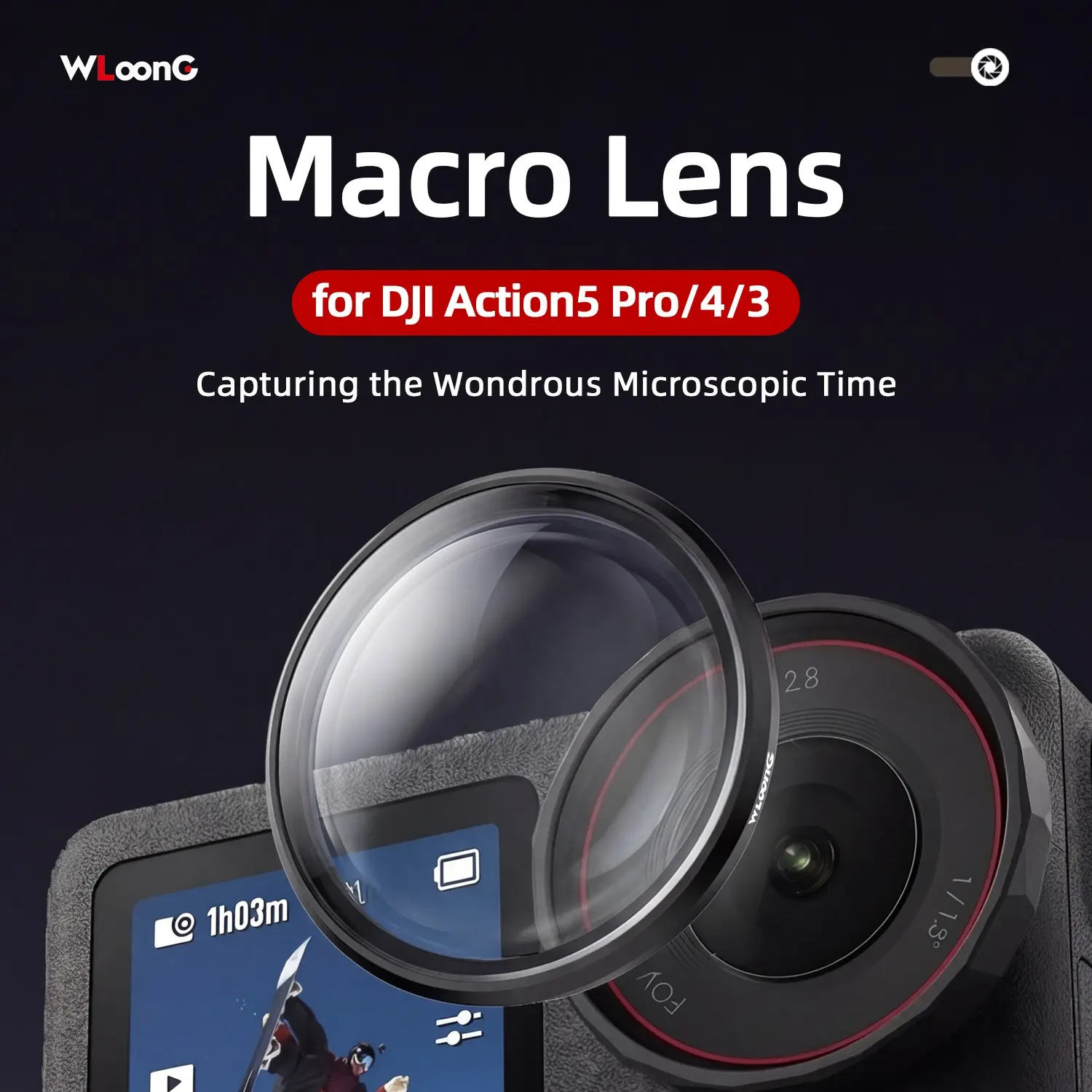 for DJI Osmo Action5Pro/4/3 Macro Len Filter, Video Recording Accessories, Multi-Coated/Optical Glass/Aluminum Alloy Frame, Capture Wonders Microscopic, Outdoor Sports/Adventure and Holiday Travel, Lightweight Buckle Design, Easy Installation