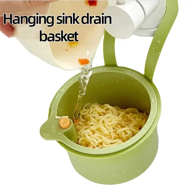 Hangable Kitchen Sink Drainage Strainer, Push-Push Auto Dump Basket, Multi-Functional Sink Strainer Lift Basket for Kitchen Garbage Collector