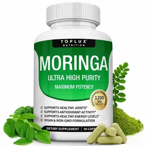Toplux Nutrition Moringa Capsules 1200mg, Pure Organic Moringa Leaf Powder Supplement, Supports Immune System & Digestive Gut Health, Non-GMO, 90 Vegetarian Capsules Dietary Edible Fitness Natural Vitamins