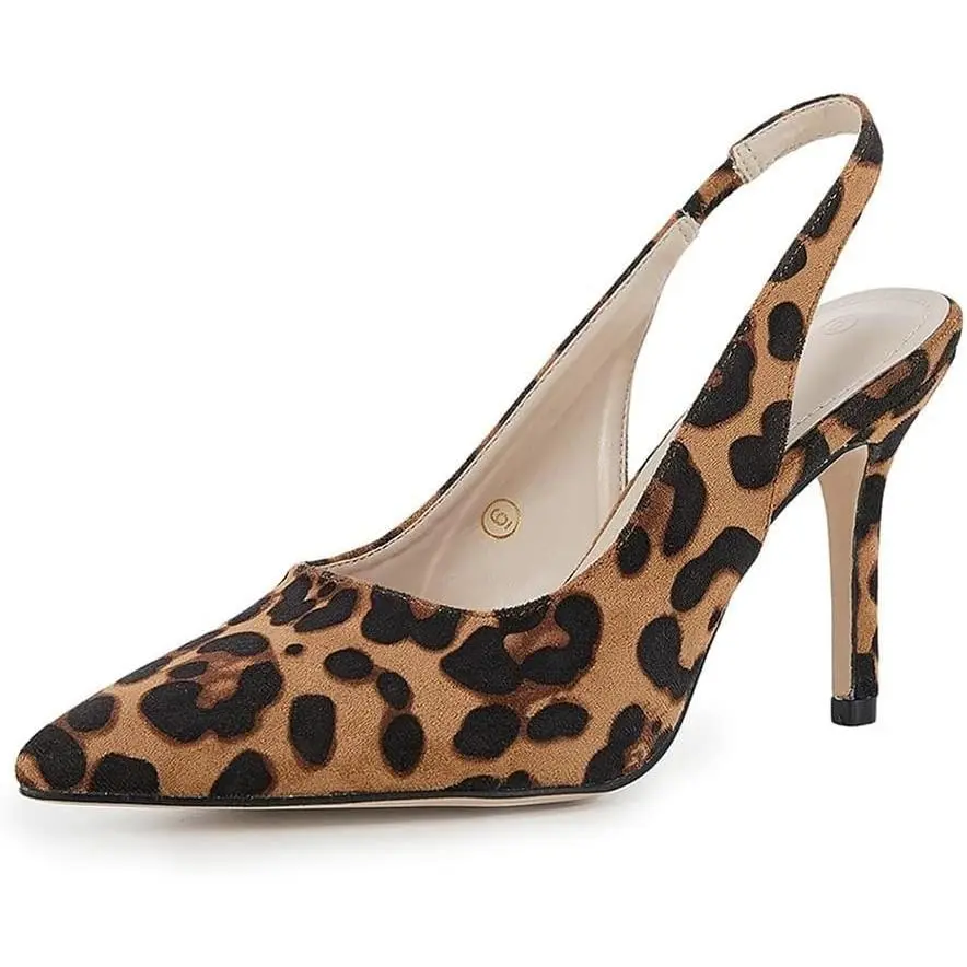 Coutgo Women's Soft Breathable Backless Pointed Toe Stiletto Slingback High Heels - Slip-on Heels for Women, Office, Party Evening Wear Sandals, Shoes, Women's Sandals