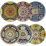 vancasso Dessert/Dinner Plates Set of 6, 8.5/10.5 Inch Ceramic Plates, Microwave, Oven and Dishwasher Safe, Colorful Bohemian Style Dishes for Kitchen