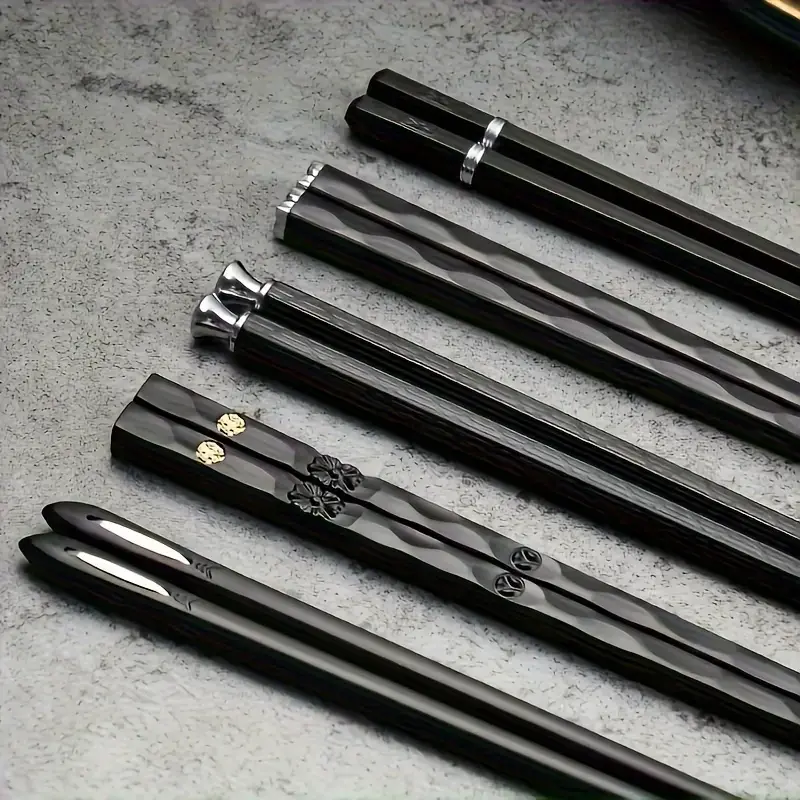 5 pairs of light luxury antibacterial alloy chopsticks | mildew-proof and rust-proof high-end household chopstick sets, one chopstick per person, protect the health of the whole family Cutlery Tableware