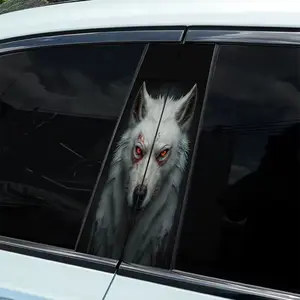 2Pcs vicious white wolf dog personality vinyl car patch - simple peel and paste B-pillar protection, durable and durable, perfect for personalizing your vehicle, car protection | bold visual effects | peelable stickers, car, Car Decals