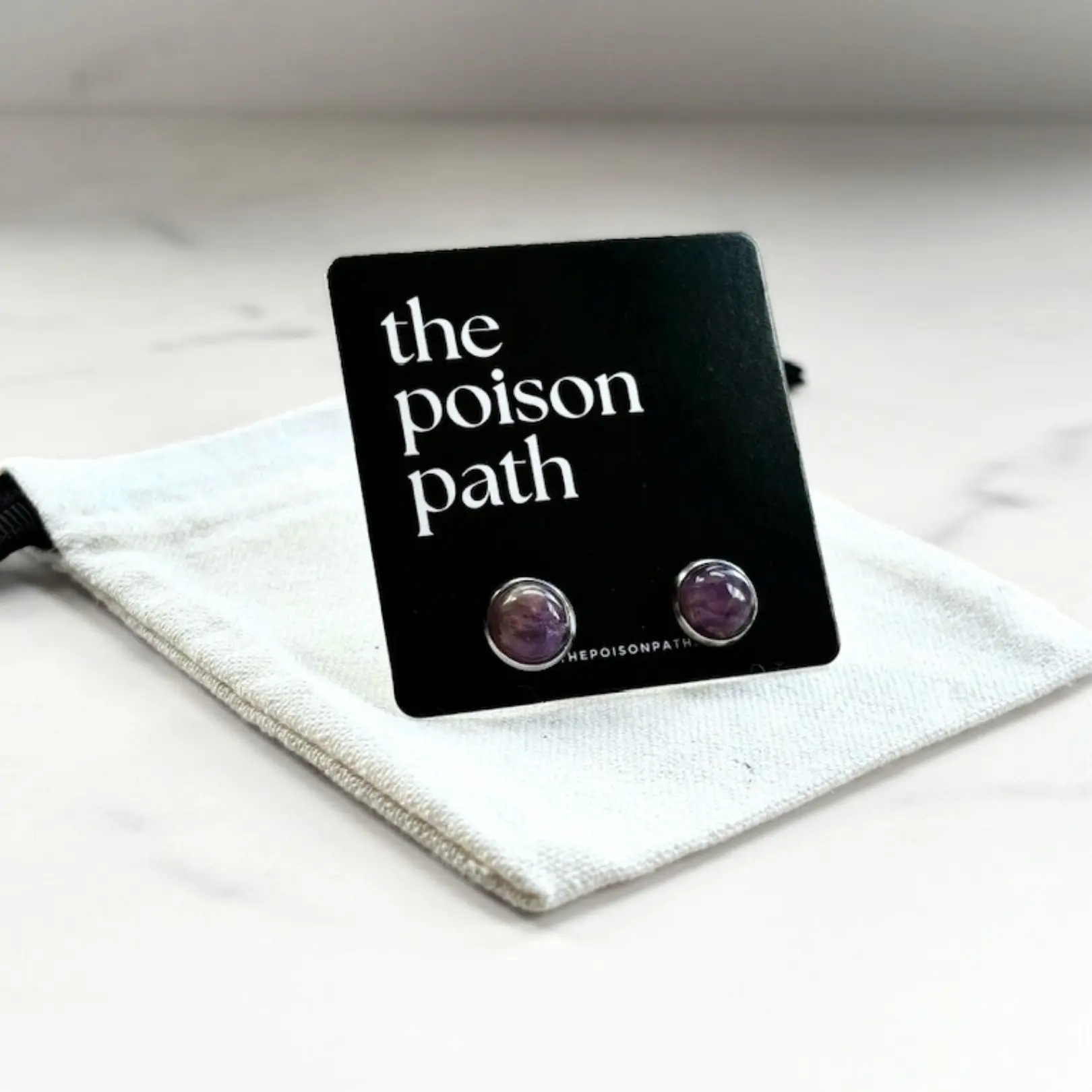 Amethyst Earrings | Gold or Silver Crystal Stud Earrings | Intuition + Serenity + Protection