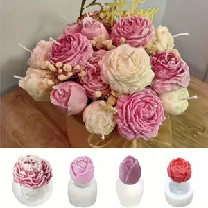 4-piece resin mold set, flower bouquet mold - DIY resin, candle&soap mold for peonies, roses, tulips&rosebuds, suitable for handmade home decoration, wedding crafts&holiday gifts (Valentine's Day, Mother's Day, birthdays, Christmas, Easter)