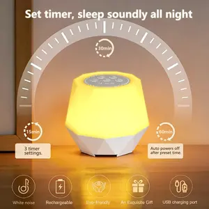 1pc LED Noise Night Light, Sleep Aid Device with 10 Soothing Sounds & RGB, Button Control Volume, Timer, USB Charging Battery, USB Powered Lamp, Bedside Night Light