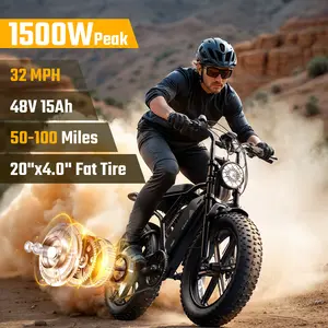 【TST Ebike】Electric Bike | Peak Power 1500W | Full Suspension | Top Speed 32 MPH | Range 40-70 Miles | 48V 18Ah Removable Battery | 2-Seater Design | LED Headlights | 20-Inch All-Terrain Fat Tires | UL 2849 Certified