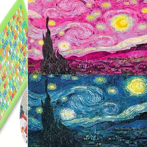 DIY 5D Diamond Painting Kit Van Gogh Starry Night Pattern, Full Drill Canvas with Tools, Relaxing Craft Gift, Wall Decor Ideal Choice, Mind Relaxation, Diamond Art Tools, Diy Craft Supplies