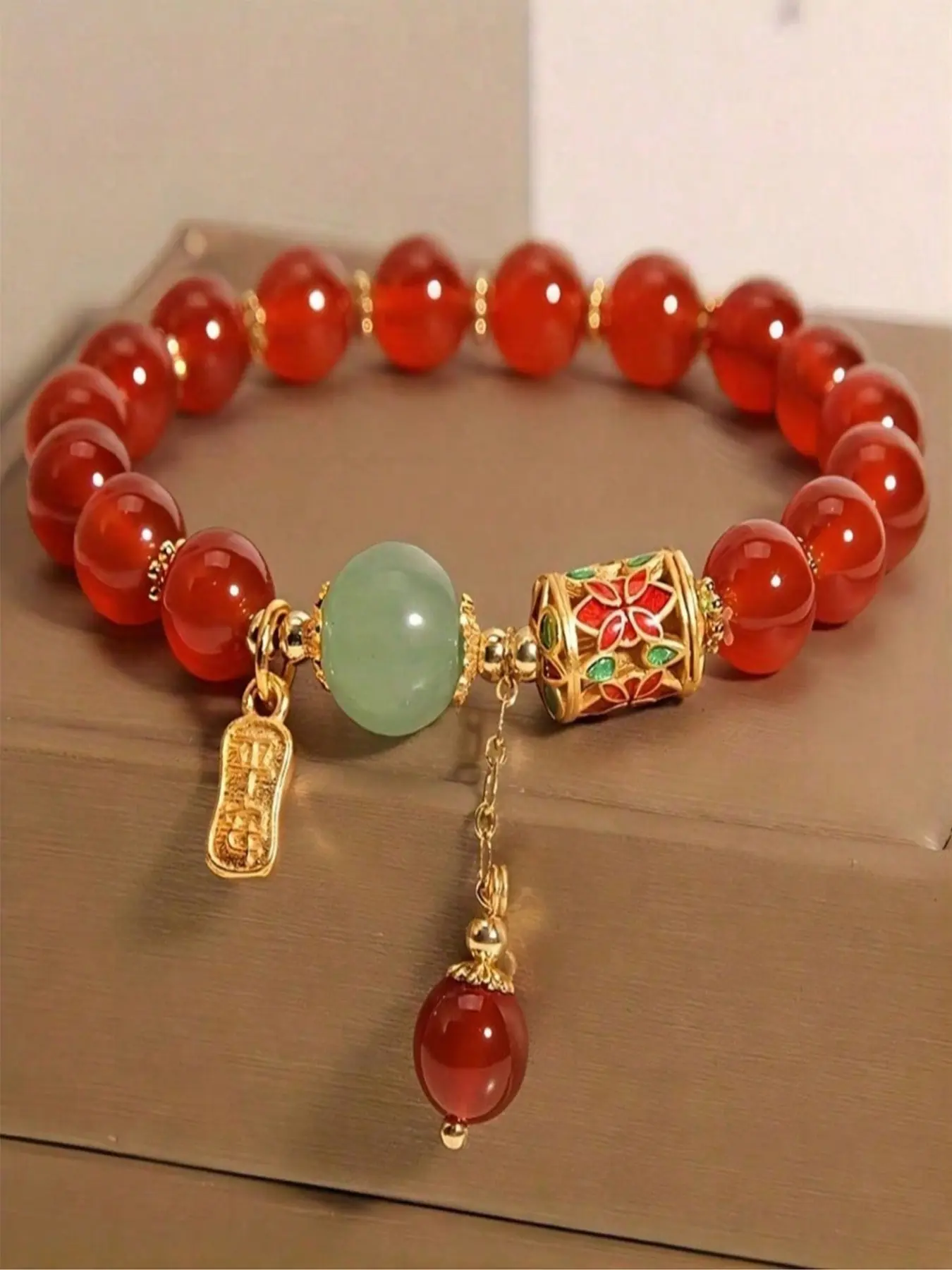 Beaded Love Charm Bracelet, Solstice Gemstone Bracelet, Lucky Magic Hand Chain, 1 Piece, Fashion Jewelry for Women, Perfect Gift Idea, Trendy Jewellery Accessories, Fashionable Bracelet Style, Wearable Jewelry