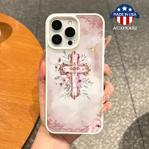 Magnetic TPU MagSafe Phone Case for iPhone 11/12/13/14/15/16 & Pro Max, Waterproof, Aesthetic Floral Cross Design, Anti-Fall Resistant, Ultra-Thin Lightweight Mobile Phone Accessory