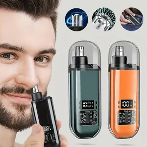 Nose Hair Trimmer for Men Women Rechargeable Painless Eyebrow Facial Hair Shaver LED Display Waterproof Dual Edge Blades Clipper Compact Portable IPX7 Safe Distance Trimming