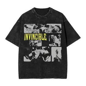Omni Man Invincible Comic Washed T Shirts Streetwear Hip Hop Vintage T-Shirt  6Tee Shirt Men Women Short Sleeve Oversize Printed