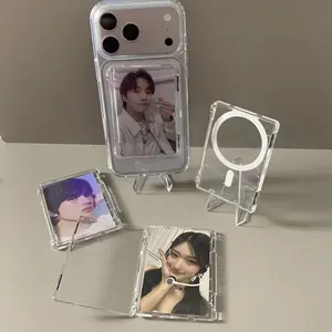 Clear Magnetic Flip Card Holder – Fits Credit Card / ID / K-pop Photocard/Pokémon  Clear phonecase  with photocard holder transparent