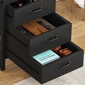 Tribesigns Computer Desk with 5 Drawers, Home Office Desks with Reversible Drawer Cabinet Printer Stand, Industrial PC Desk with Storage, Rustic Study Writing Table Workstation for Small Spaces, Black