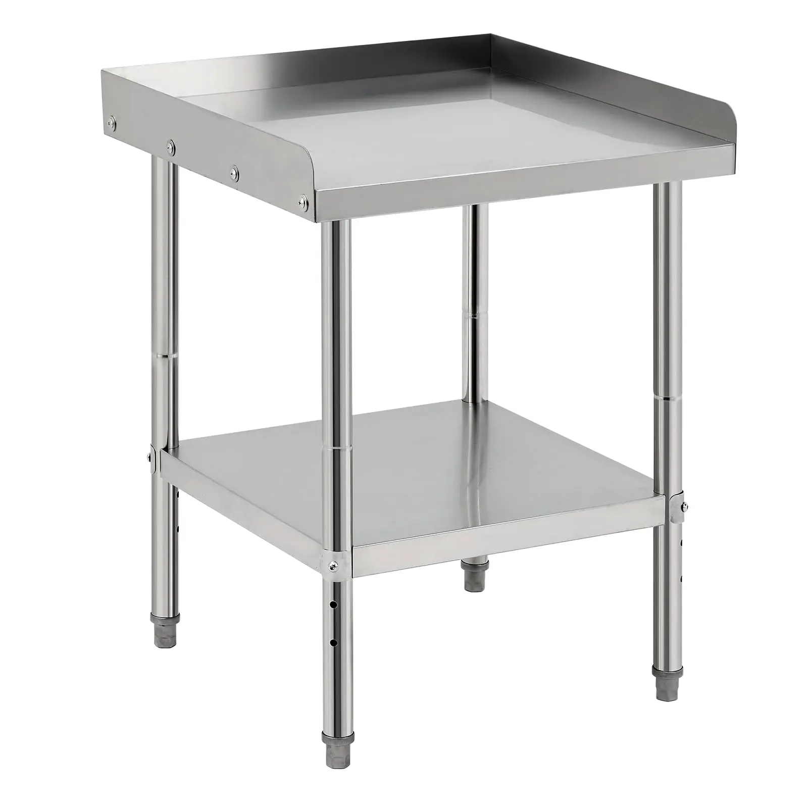 Gaomon Heavy-Duty Stainless Steel BBQ Equipment Grill Stand Table, 24x24x30 in, 400 lbs Capacity, NSF Certified, Height-Adjustable Solid Legs, 2 in Baffle Edge, for Commercial Restaurants, Home Kitchens