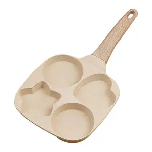 Four Hole Egg Frying Pan, 1 Count Non-stick Egg Frying Pan, Aluminum Omelet Pan, Nonstick Egg Pan, Breakfast Frying Pan for Cooking Eggs, Burger & Bacon