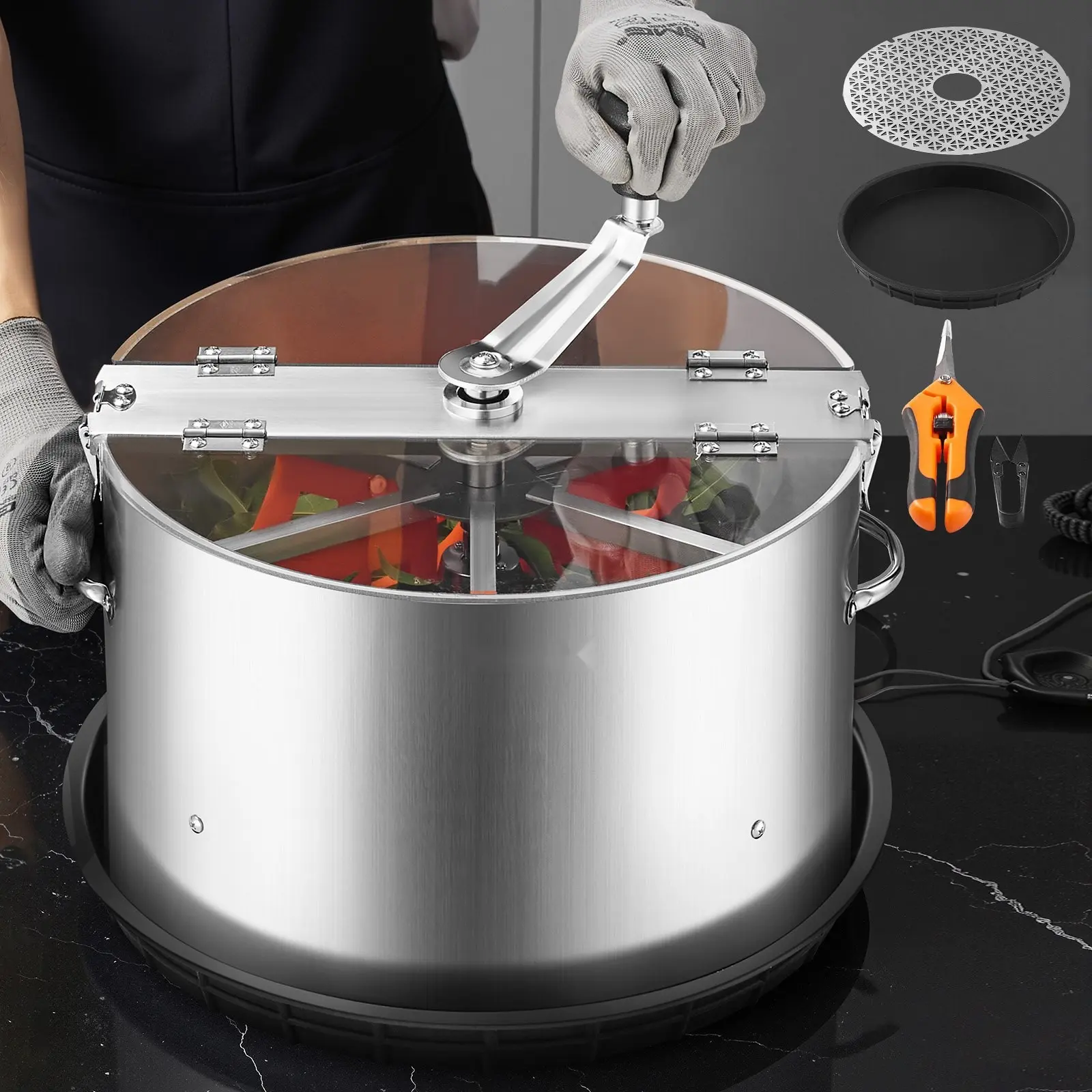 Manual Bud Leaf Trimmer, 16-Inch Electric Reaper Bowl For Hydroponic Trimming, Indoor Garden Cannabis And Herbal Buds, Precise Handheld Trimming Tool With Durable Stainless Steel Blades, Low Noise Operation