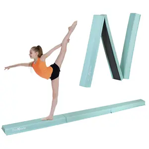 SUPERDEAL 9FT Balance Beam Extra Firm Vinyl Folding Gymnastics Beam Tumbling Home Practice